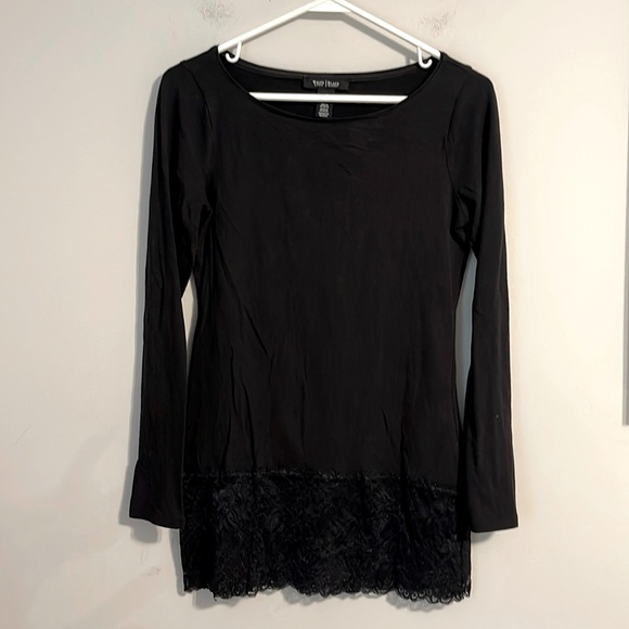 White House Black Market Tops - White House black market long sleeve black top with lace detail size small
